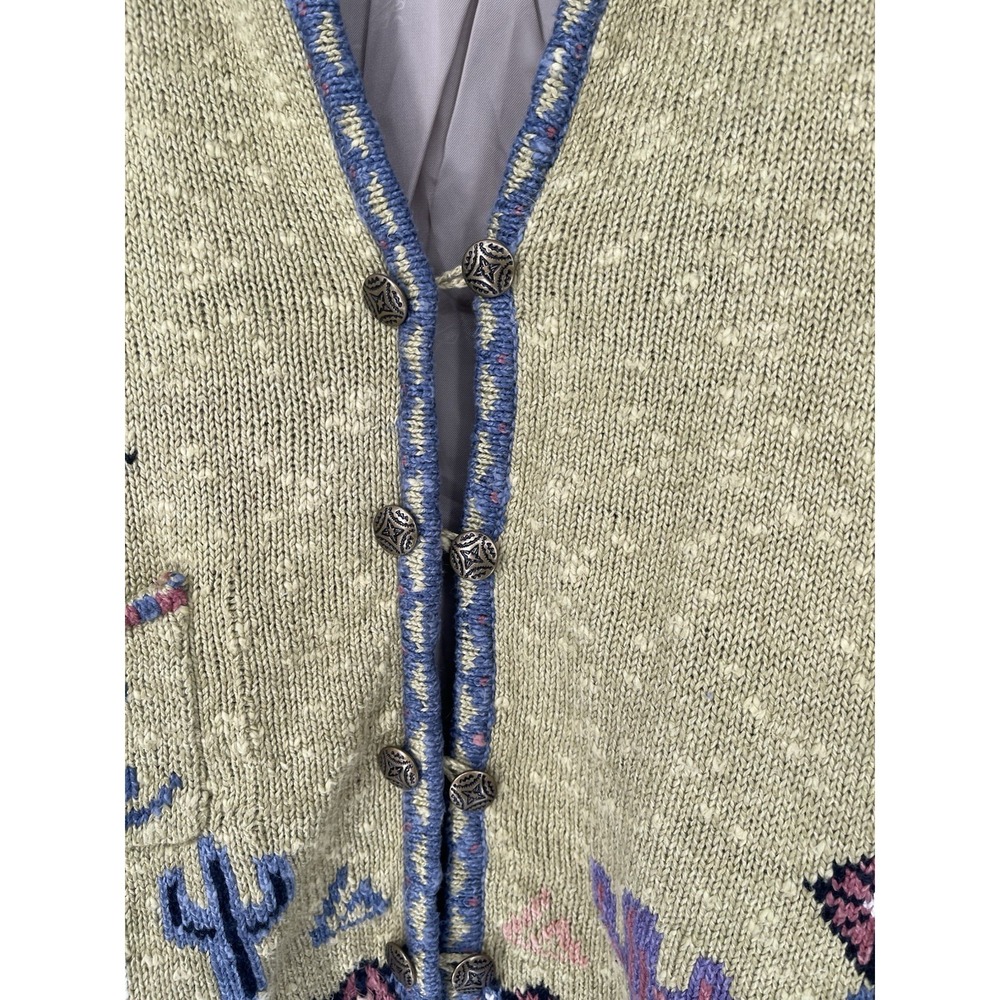 Vtg 1990s Monterey Bay Green Cactus Embroidered Button Up Barn Jacket Sz L - Picture 4 of 16